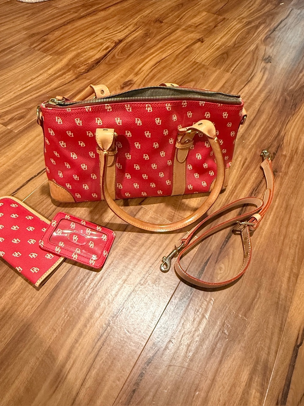 Dooney & Bourke Red Signature Leather Satchel Set
